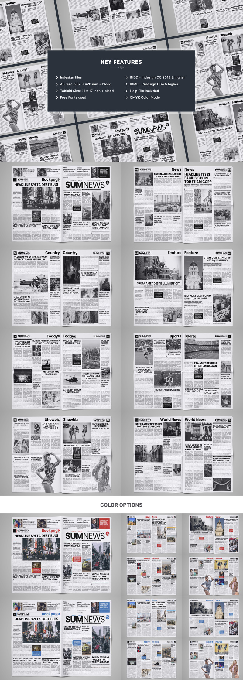 SumNews - 16 oldalas újságtervező sablon - Features Image 1