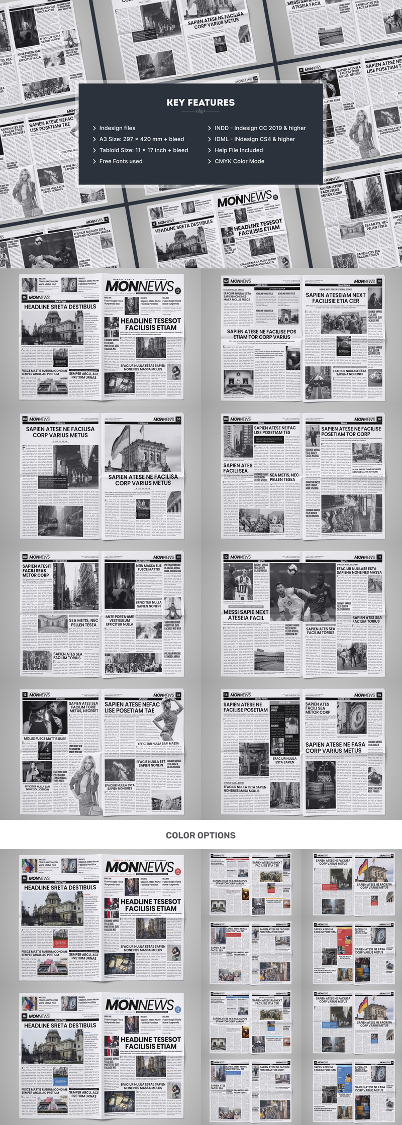 MonNews - Шаблон оформления 16-страничной газеты - Features Image 1