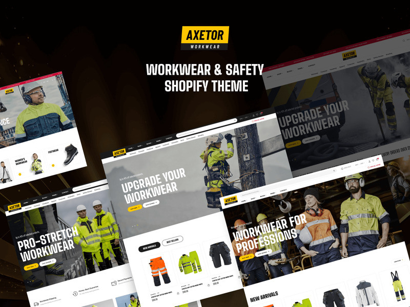 Axetor - Tema Shopify per la sicurezza dell'abbigliamento da lavoro - Caratteristiche Immagine 1