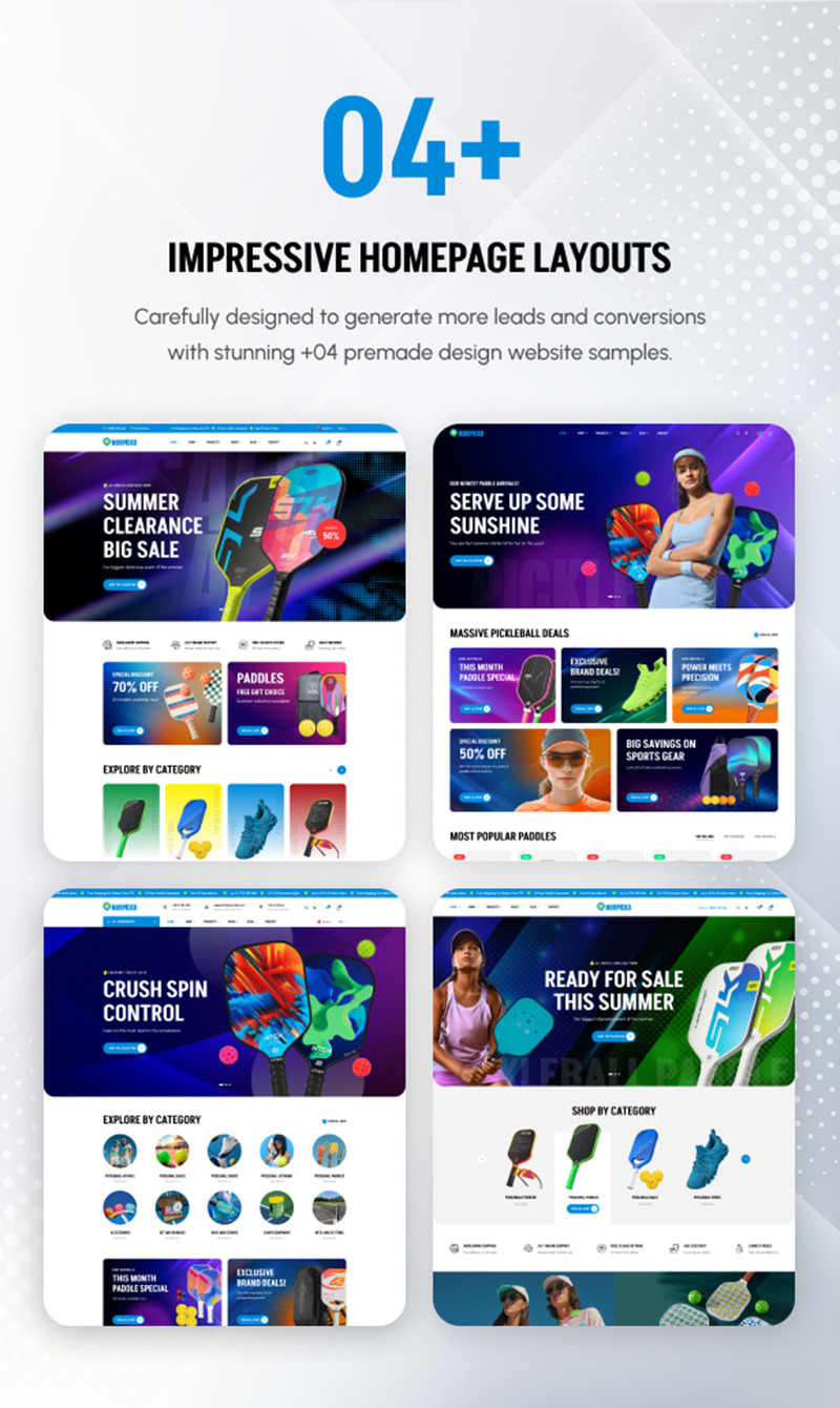 Monpicko - Pickleball Sport Store Shopify Theme OS 2.0 - Features Image 1