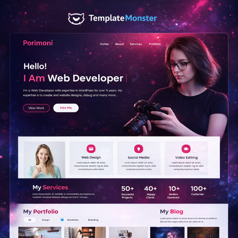 Porimoni 个人投资组合多用途 HTML5 模板 - Features Image 1