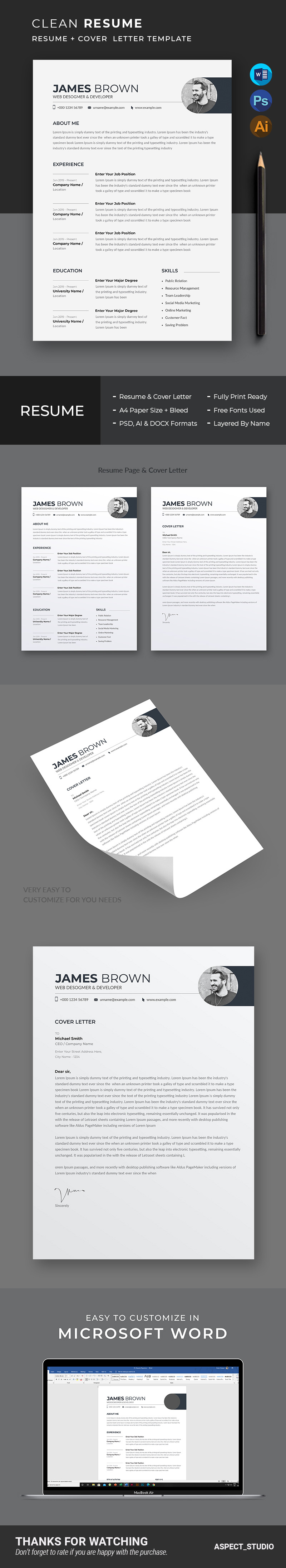 James Brown Premium Resume Template - Features Image 1