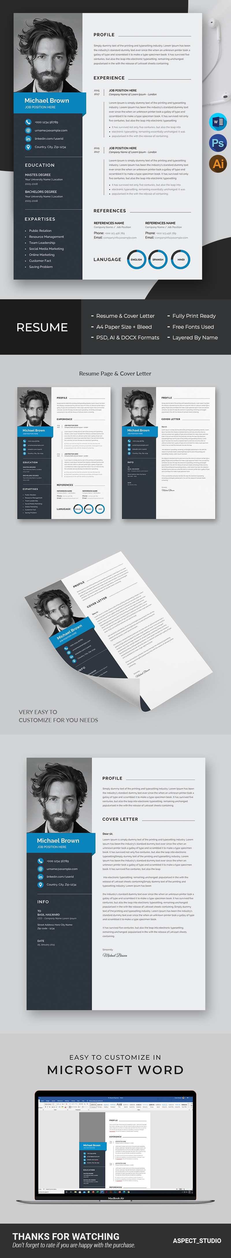 Michael Brown Premium Resume Template - TemplateMonster