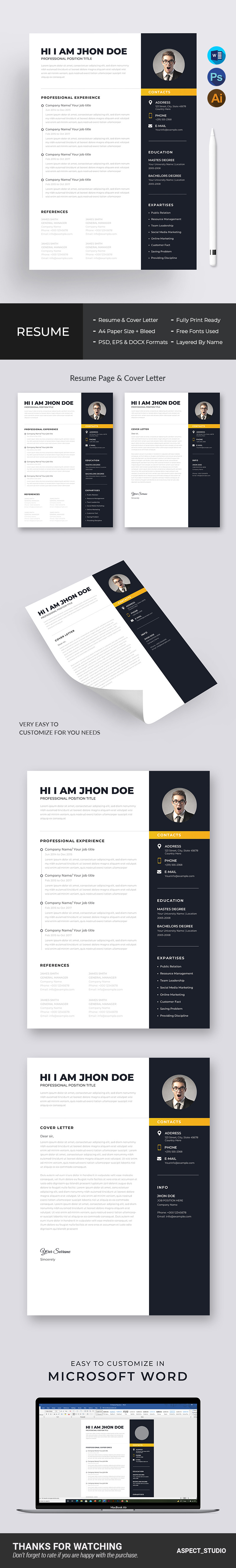 Clean Resume Template With Cover Letter - Features Image 1