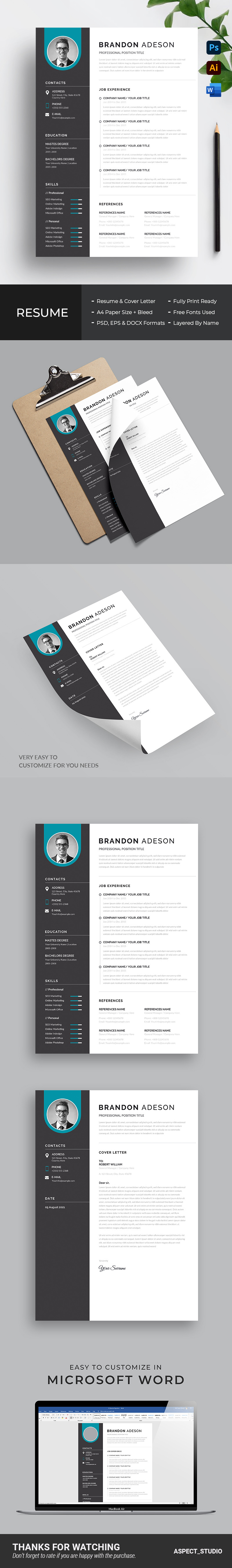 Clean and Simple Word Resume Template - Features Image 1