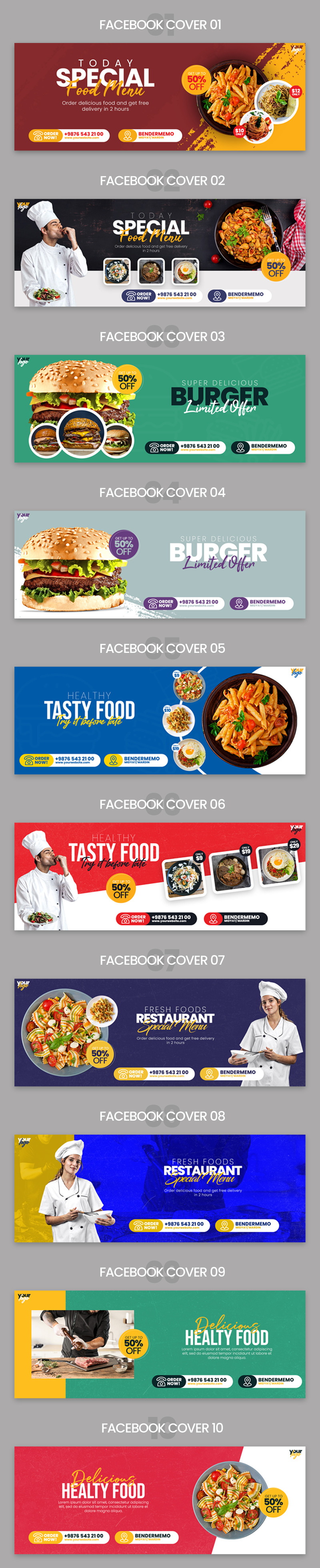 Food & Restaurant 10 Social Media Facebook Cover - Features Image 1