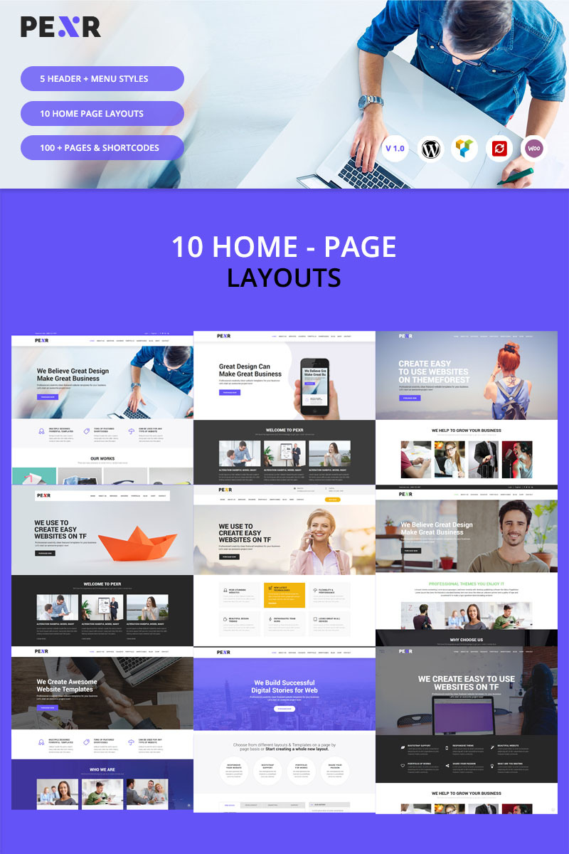 PEXR - Tema WordPress multiuso reattivo - Caratteristiche Immagine 1