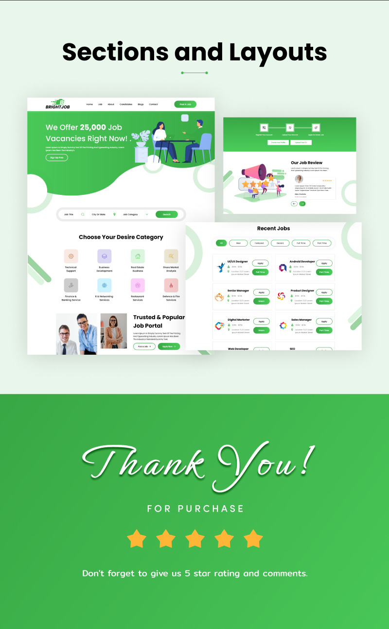 Brightjob - Professional Job Portal XD Landing Template - Features Image 2