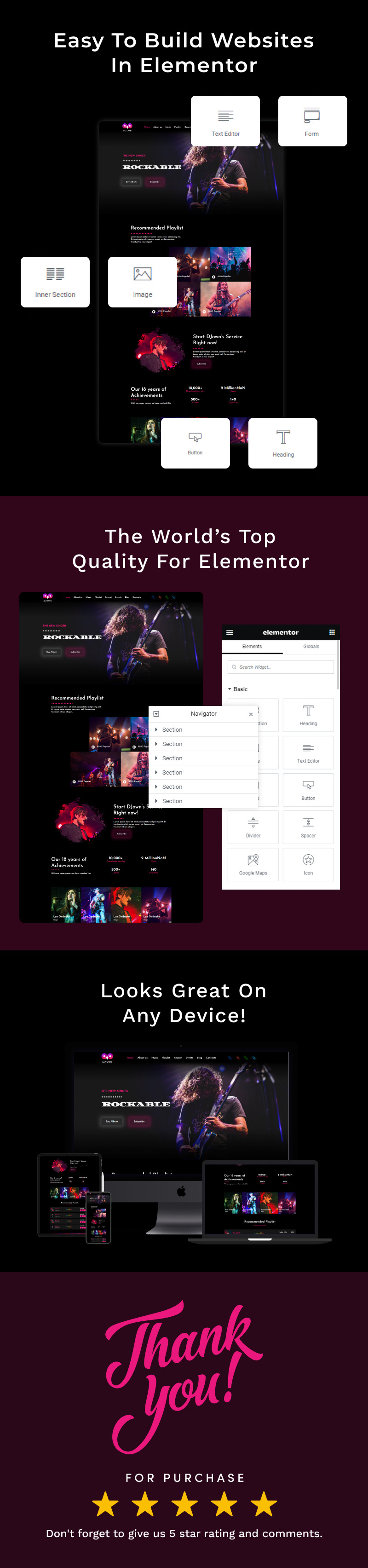 Rockable - Music and Band Website Elementor Template Kit - Features Image 2