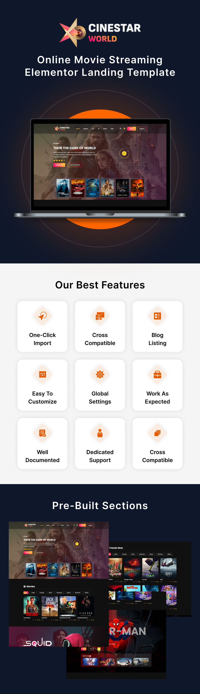 Cinestar World - Online filmstreaming Elementor landing sablon - Features Image 1