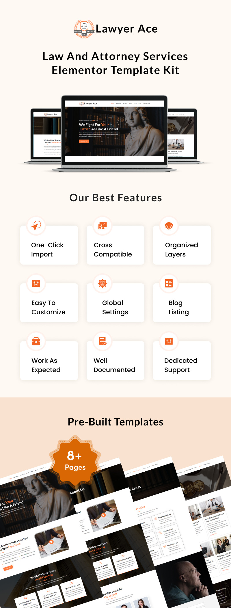 Lawyer Ace - Law and Attorney Services Elementor Template Kit - Features Image 1
