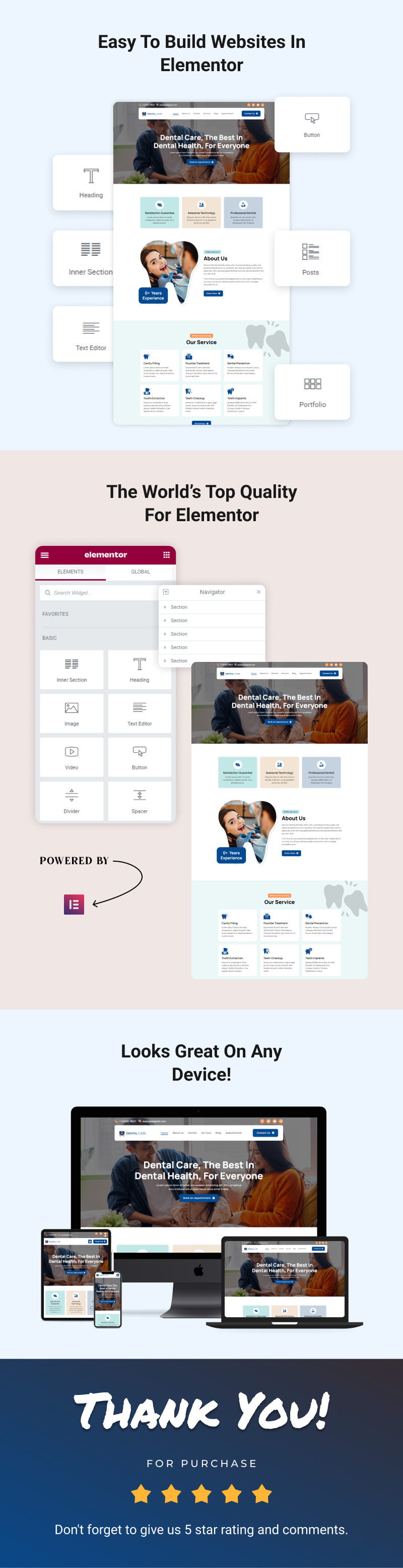 Dentalcare - Набор шаблонов Elementor для стоматологической клиники - Features Image 2
