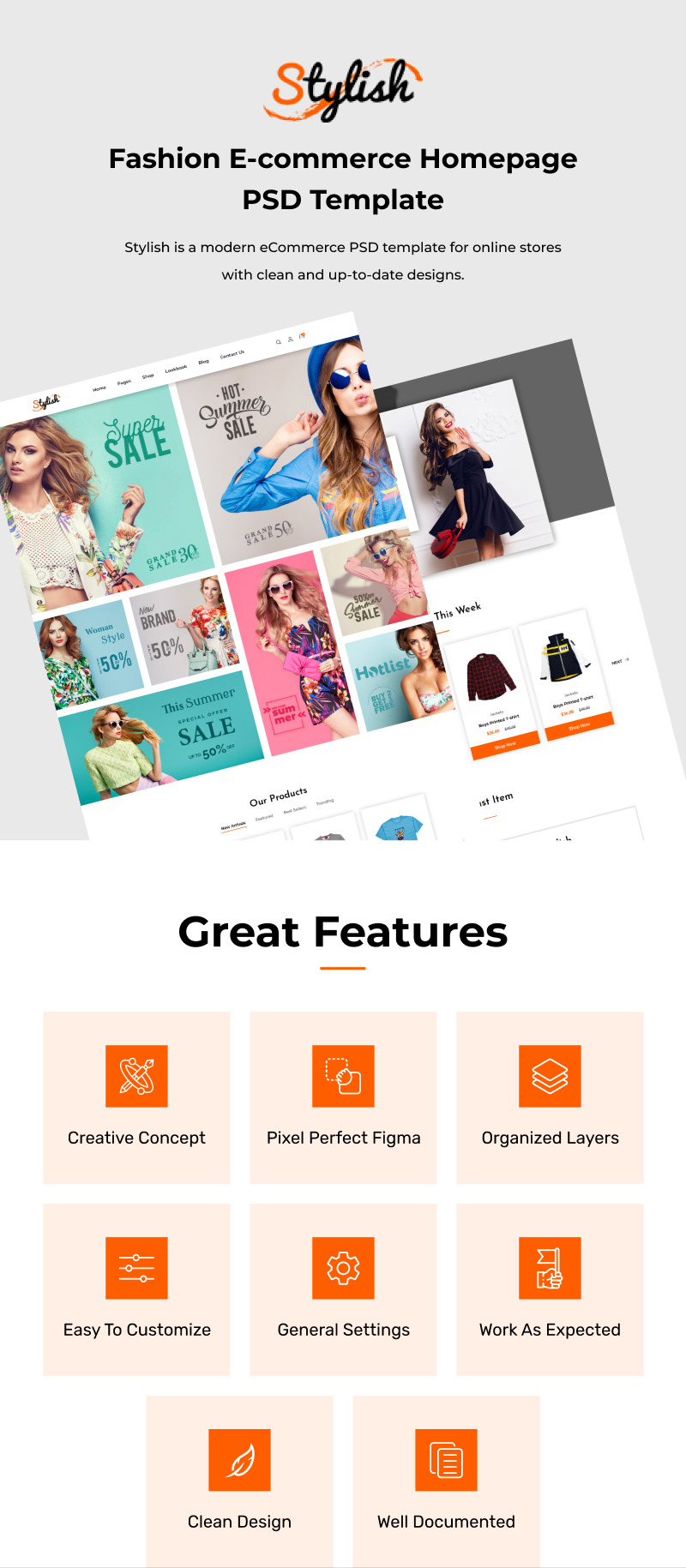 Stylish - Fashion E-commerce PSD Template - Features Image 1