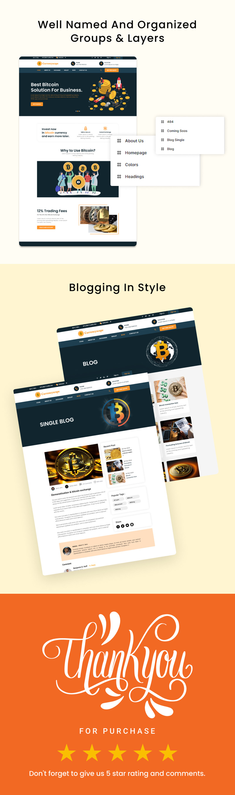 Currencyscape – Digitális kriptográfiai és Bitcoin webhely Figma felhasználói felület sablon - Features Image 2