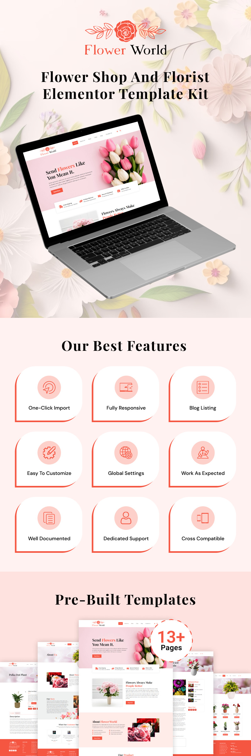 Çiçek Dünyası - Çevrimiçi Çiçek Satışı Web Elementor Şablon Seti - Features Image 1