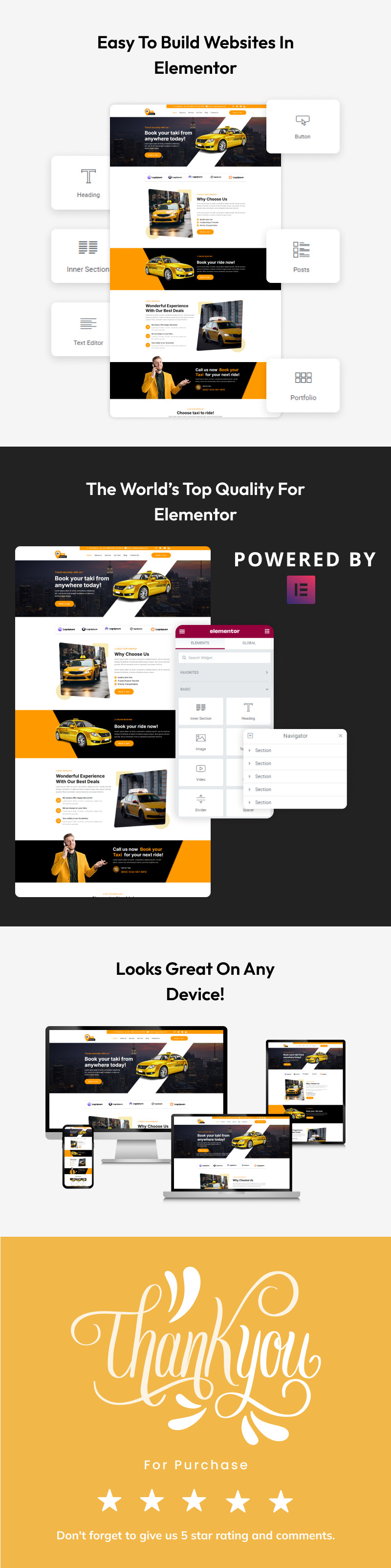 Servizio taxi - Kit modello Elementor per sito web di prenotazione online - Caratteristiche Immagine 3