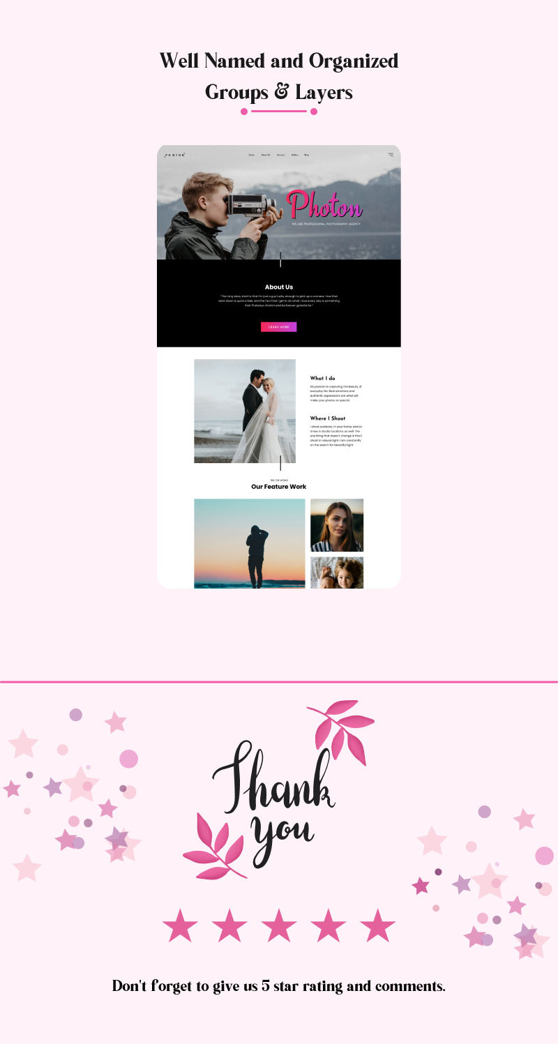 Photon - Mall för webbplats för professionell fotobyrå - Features Image 2