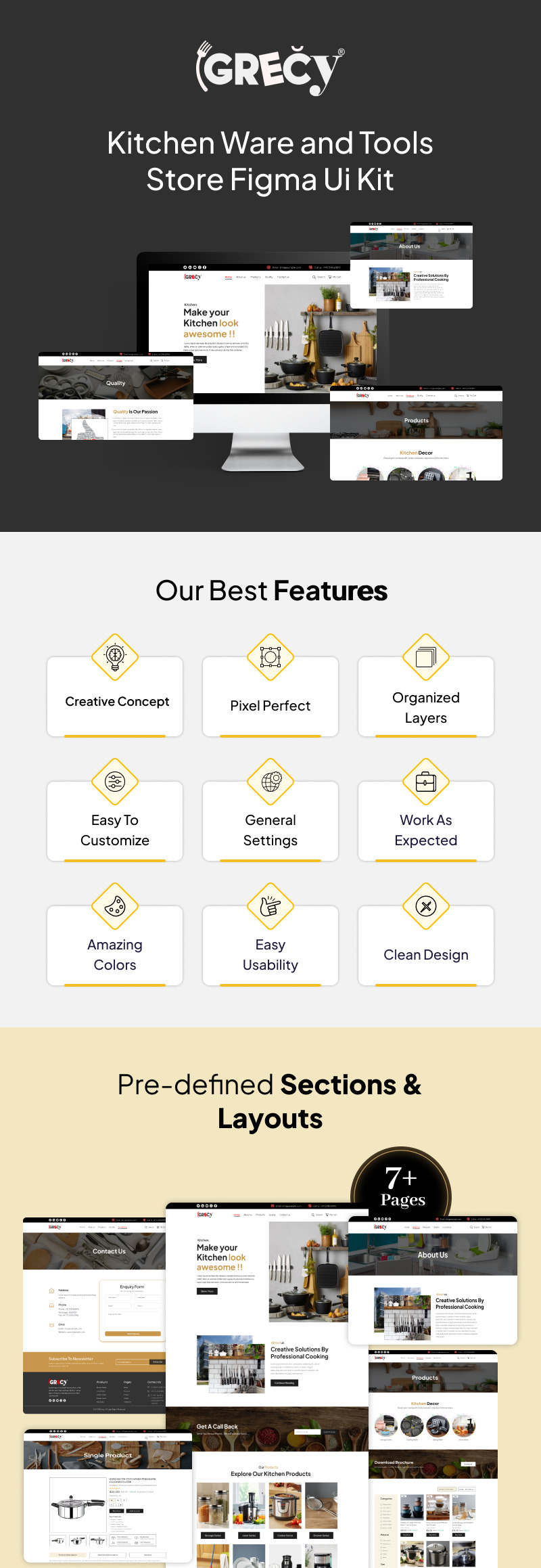 Grecy - Kitchen Ware and Tools Store Figma Ui Kit - Features Image 1
