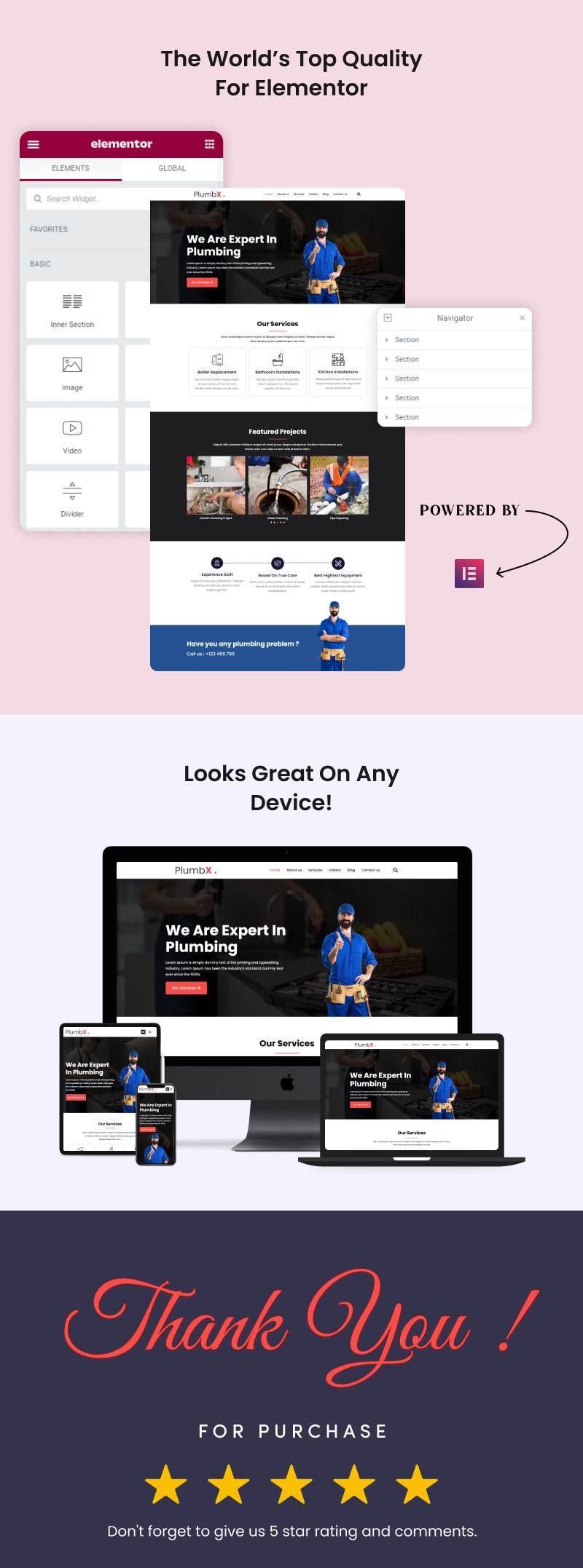 PlumbX - Plumber and Repair Services Elementor Template Kit - Features Image 2