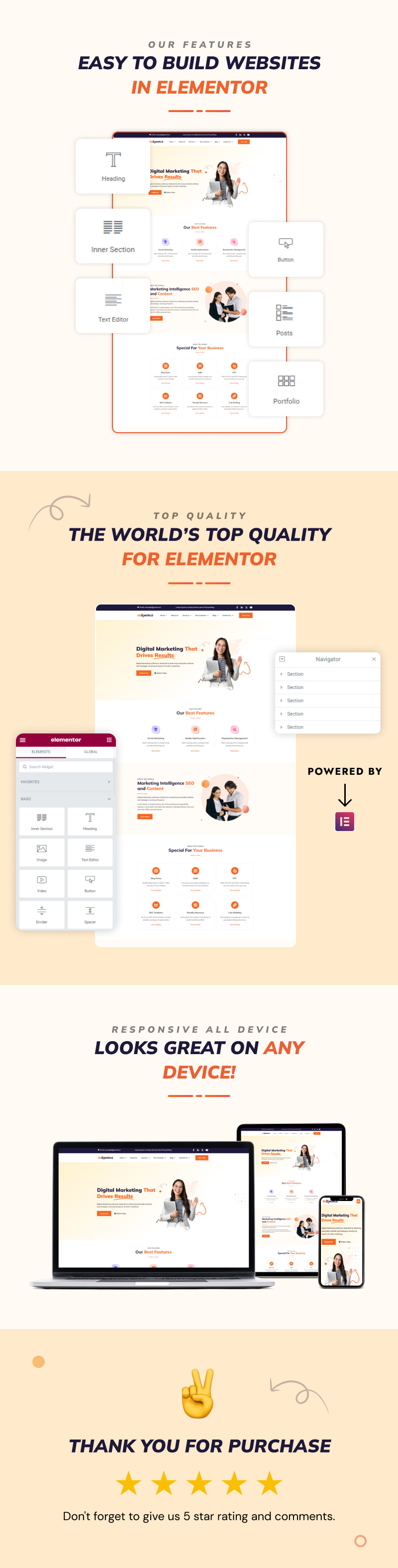 SEO World - Website-Elementor-Kit für Agenturen für digitales Marketing - Eigenschaften Bild 3