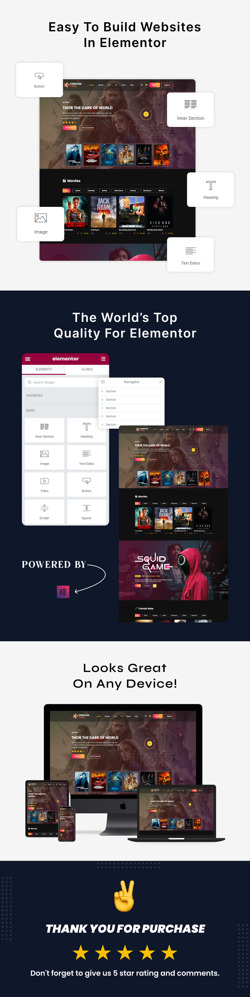 Cinestar World - Online filmstreaming Elementor landing sablon - Features Image 2