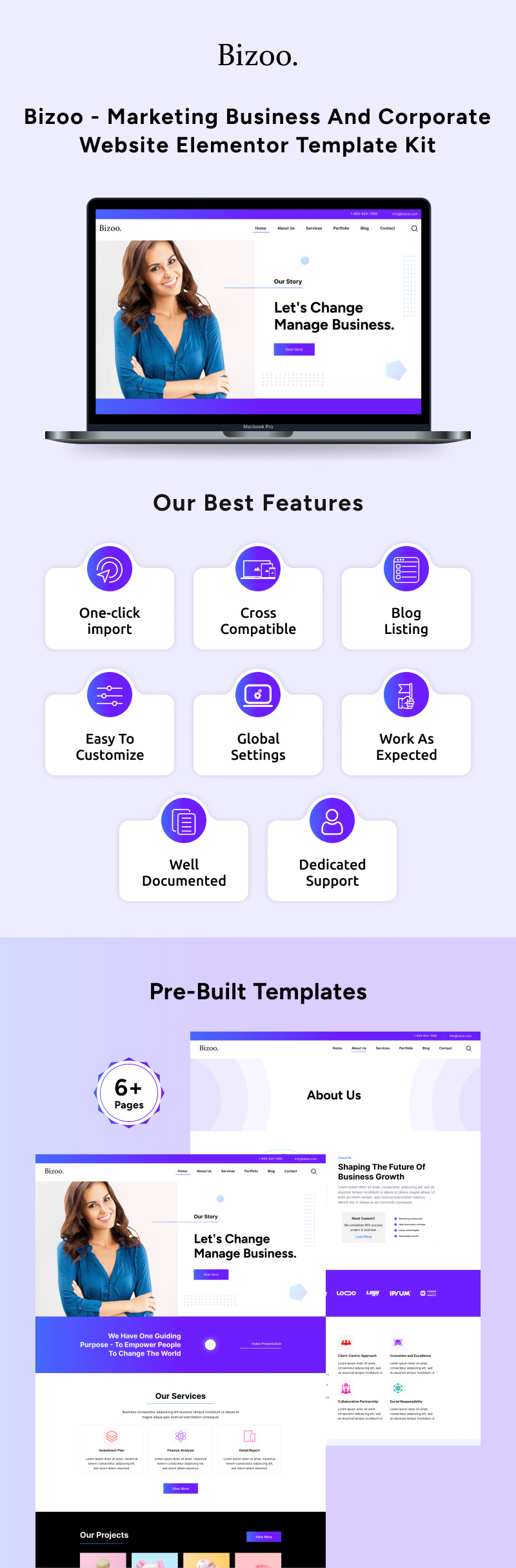 Bizoo - Marketing Business and Corporate Website Elementor Template Kit - Features Image 1