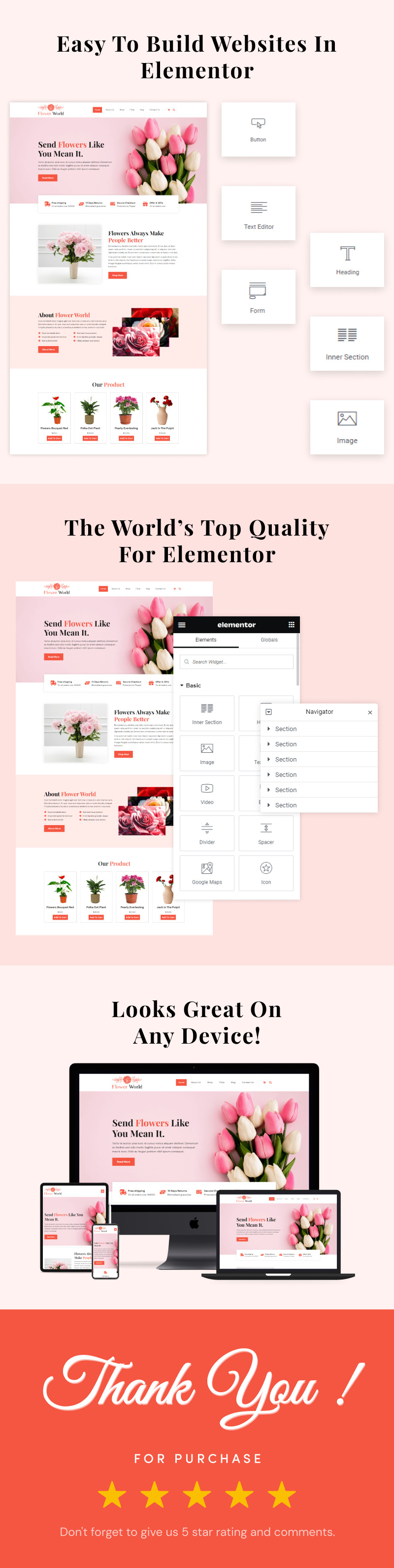 Çiçek Dünyası - Çevrimiçi Çiçek Satışı Web Elementor Şablon Seti - Features Image 2