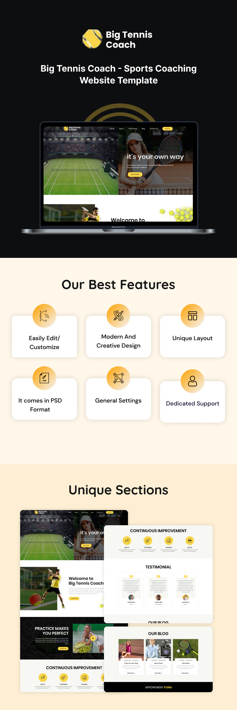 Big Tennis Coach - Sports Coaching Website Template - Features Image 1