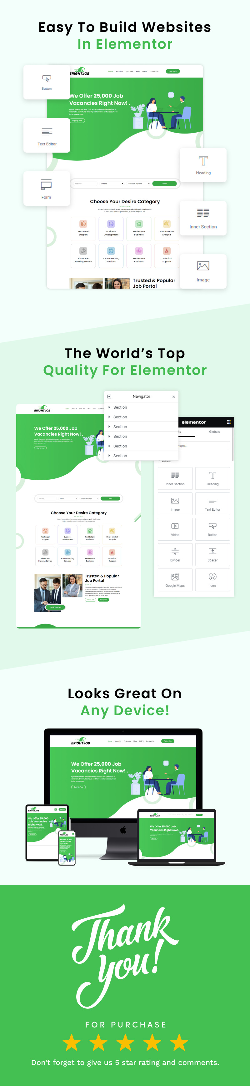 Brightjob – Professionelles Jobportal-Elementor-Vorlagenkit - Eigenschaften Bild 2