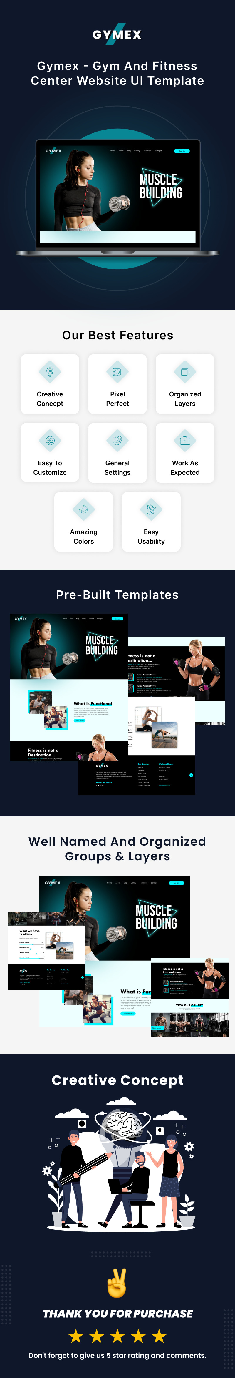 Gymex - Gym and Fitness Center Website UI Template - Features Image 1