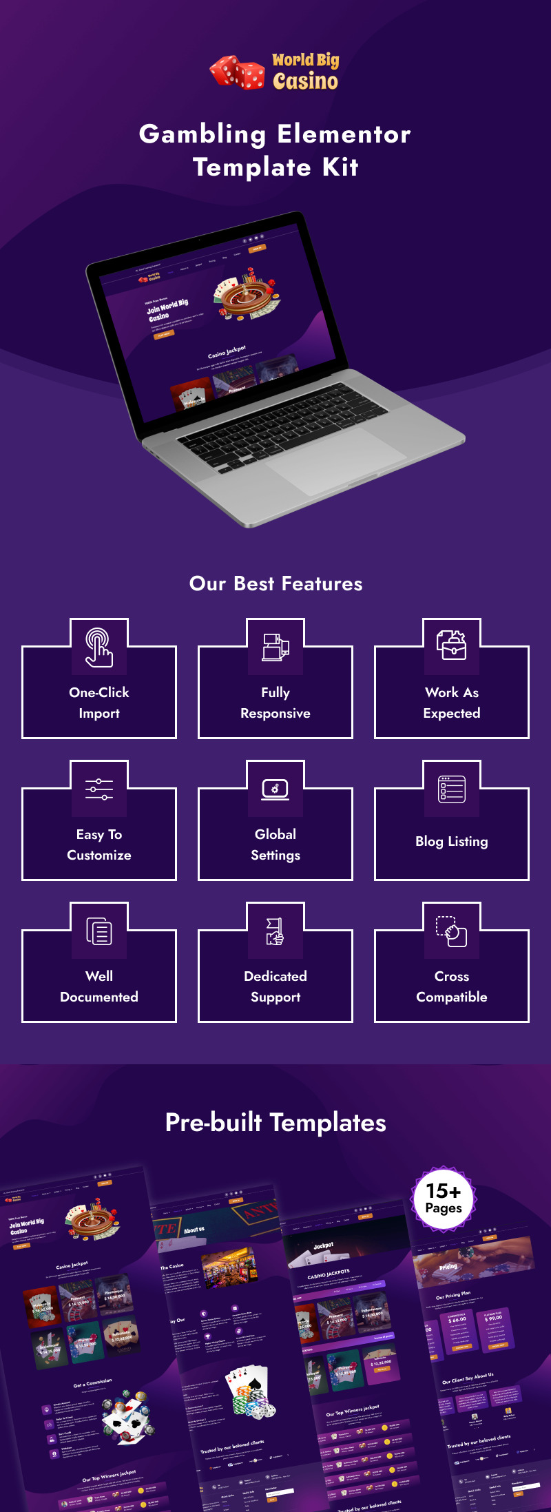 World Big Casino - Nieuwe gokwebsite Elementor-sjabloonkit - Features Image 1
