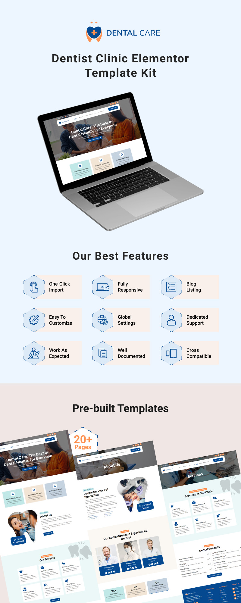 Dentalcare - Набор шаблонов Elementor для стоматологической клиники - Features Image 1
