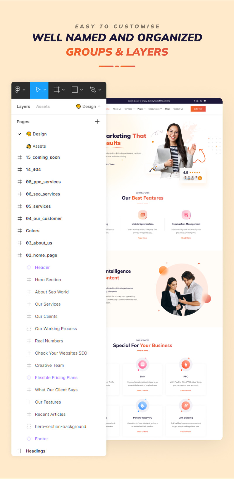 SEO World – Figma-UI-Vorlage für die Website einer digitalen Marketingagentur - Eigenschaften Bild 5