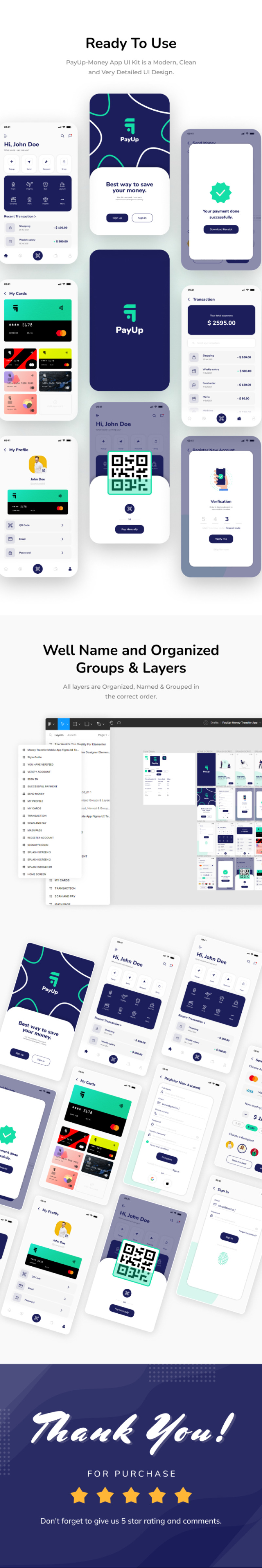 PayUp - Money Transfer Mobile App Figma UI Template - Features Image 2