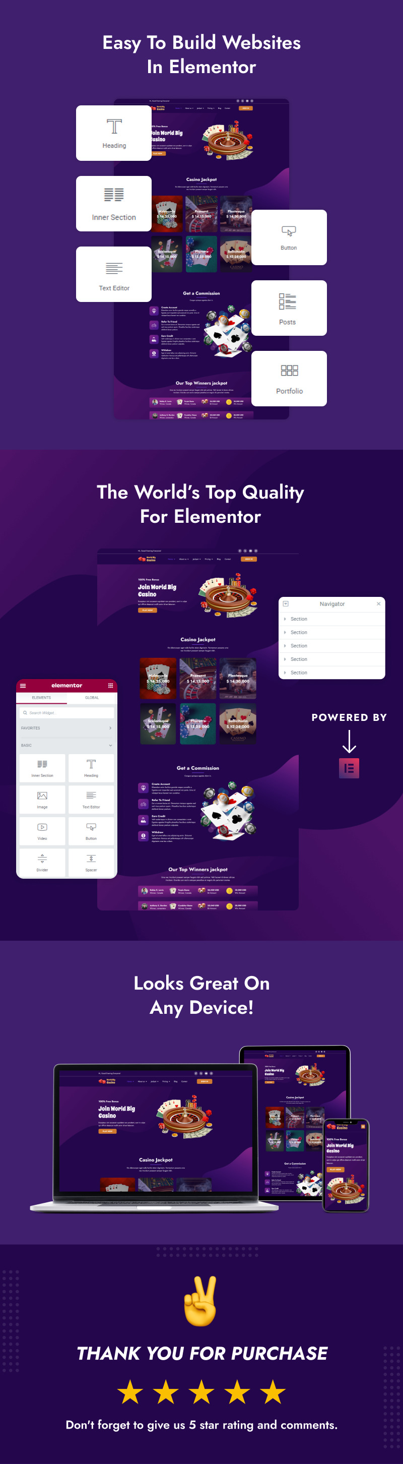 World Big Casino - Nieuwe gokwebsite Elementor-sjabloonkit - Features Image 2