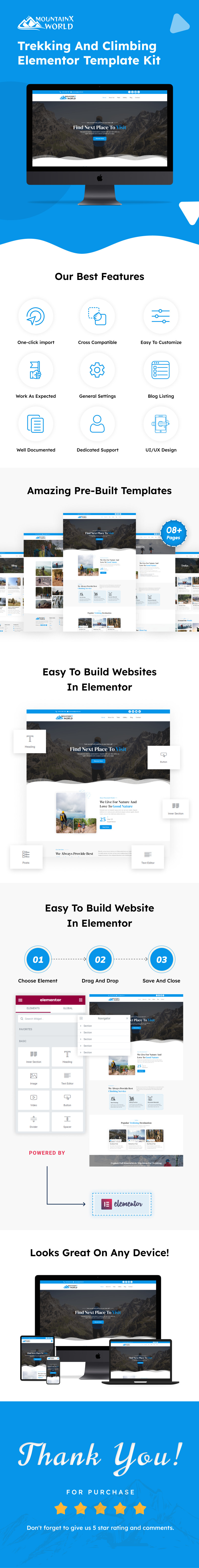 MountainX World - Trakking and Climbing Elementor Template Kit - Features Image 1