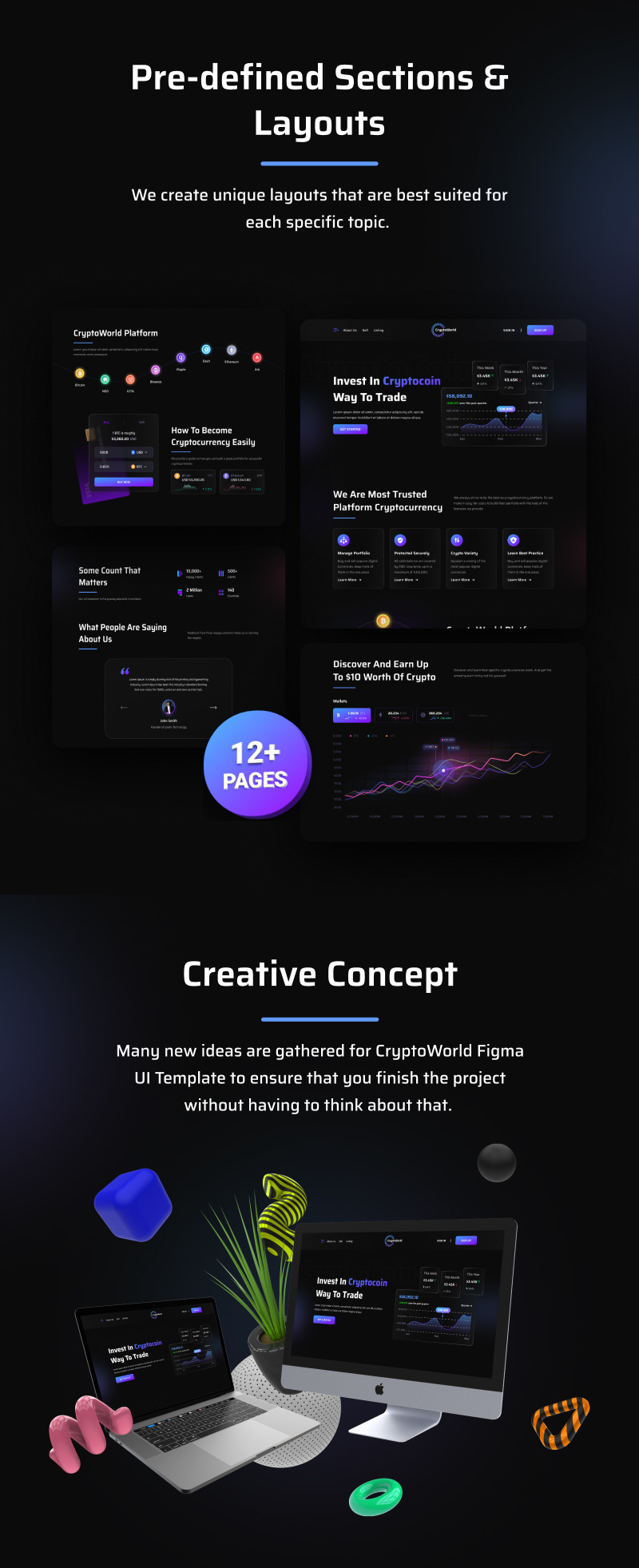 Crypto World – digitális valuta modern webes Figma felhasználói felület sablon - Features Image 2