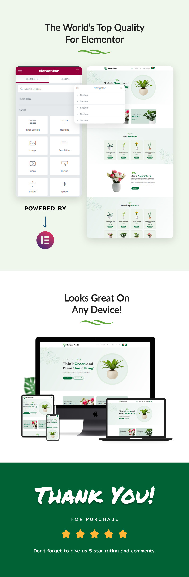 Nature World - Plantacja i kwiaciarnia E-commerce Elementor Kit - Obraz funkcji 2