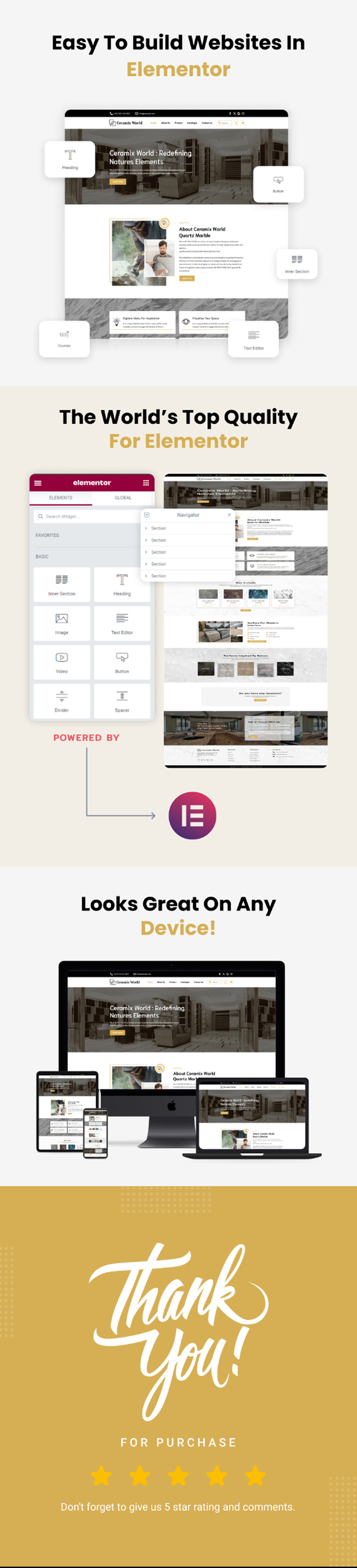 Ceramix World - Mramor a dlaždice E-commerce Elementor Template Kit - Features Image 2