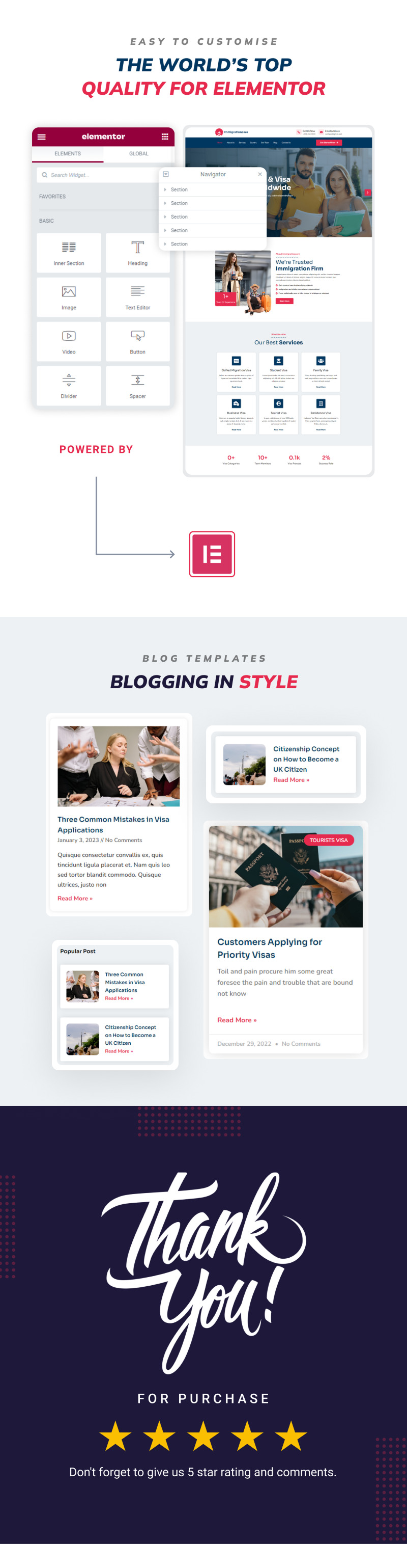 Immigrationcare - Einwanderungs- und Visaberatung Elementor Pro Template Kit - Eigenschaften Bild 2