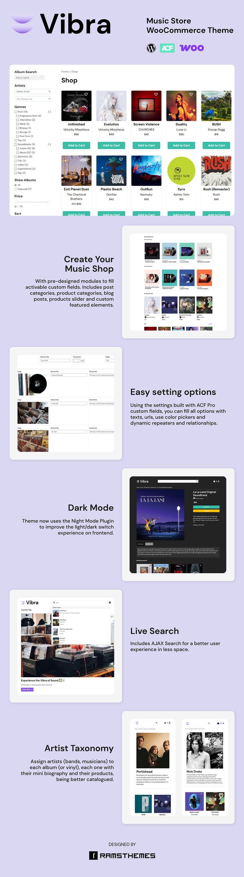 VIBRA - WooCommerce-Theme für den Musikladen - Eigenschaften Bild 1