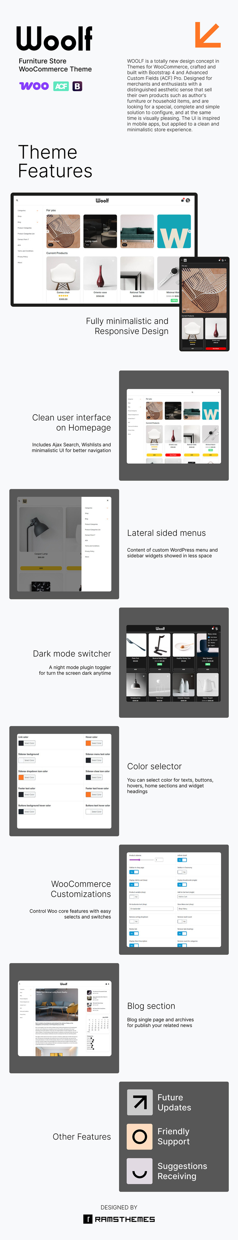 WOOLF - Mobilya Mağazası WooCommerce Teması - Features Image 1