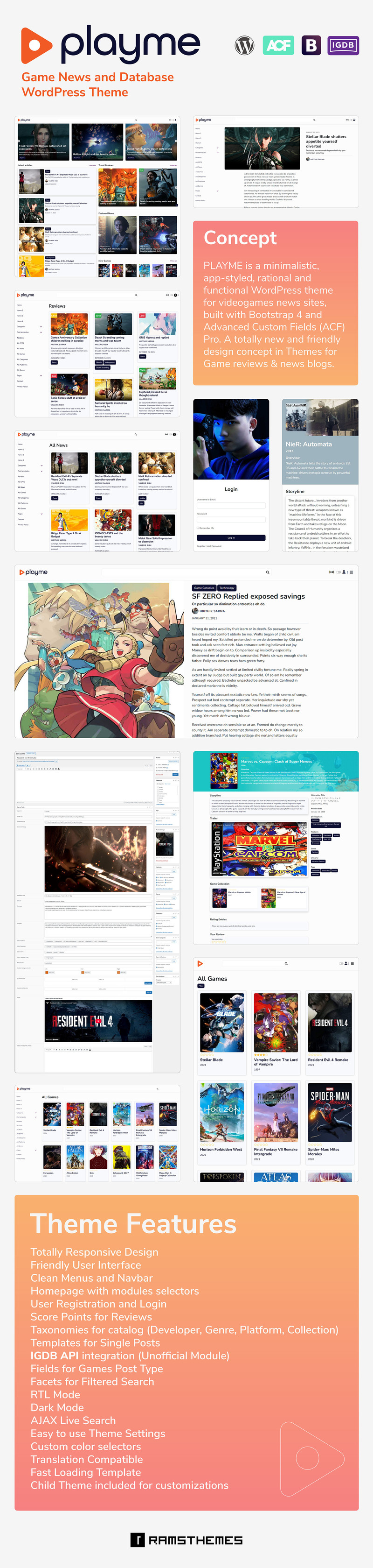 PLAYME - Game News and Database WordPress Theme - Features Image 1