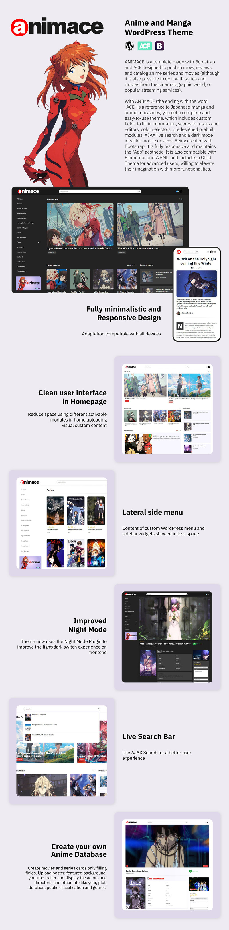 ANIMACE - Anime and Manga WordPress Theme - Features Image 1