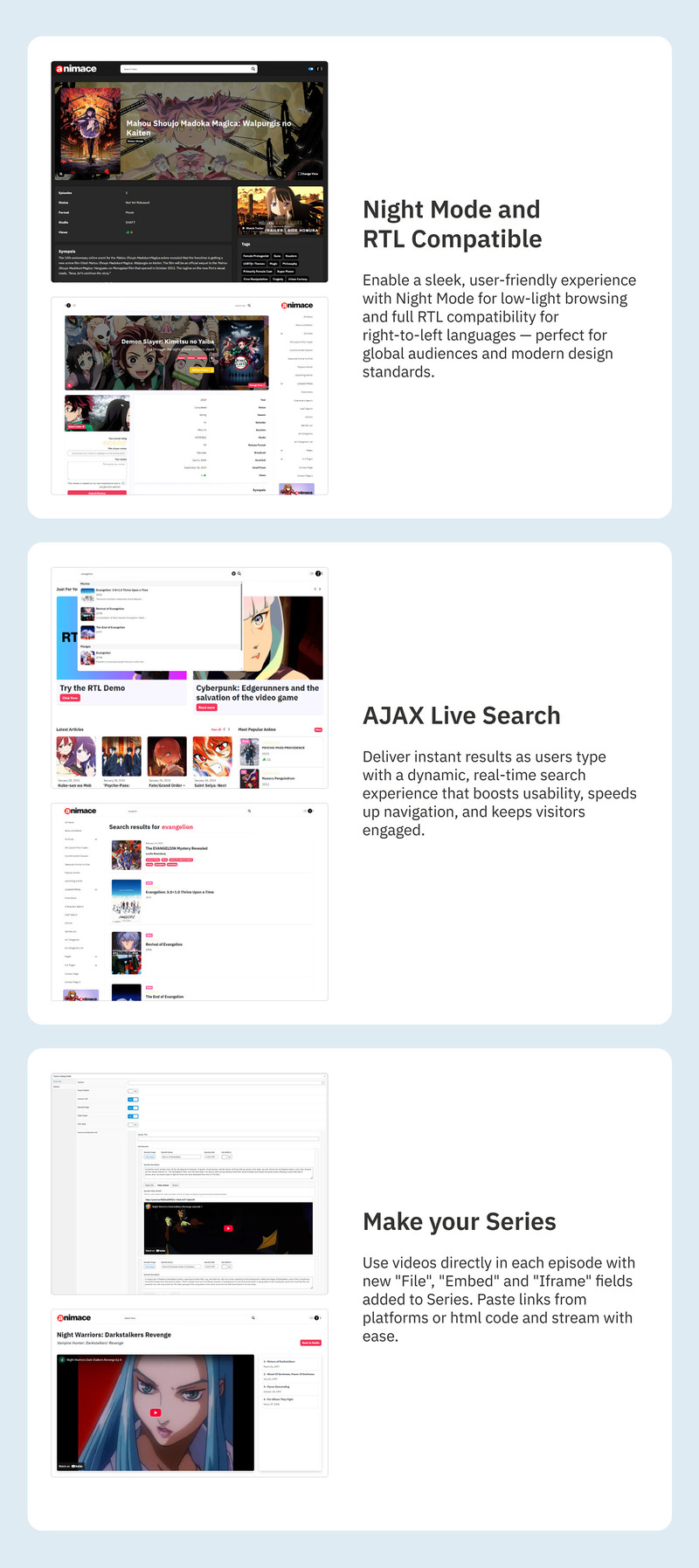 ANIMACE - Anime ve Manga WordPress Teması + RTL - Features Image 2