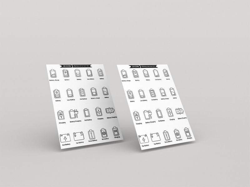 Set di icone della linea della batteria premium - Caratteristiche Immagine 2