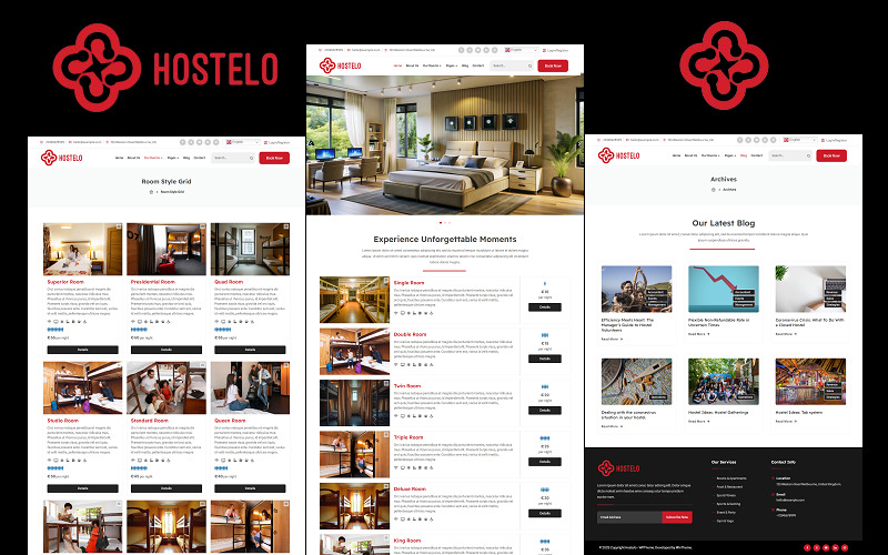 Hostelo - Hostel, Dormitory, Hall, Boarding, House, Residence Booking WordPress Theme - Features Image 1