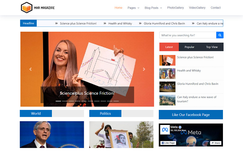 MhrMagazine - Tema de WordPress para periódicos, blogs, diarios, galerías de fotos, galerías de videos y revistas - Características Imagen 1