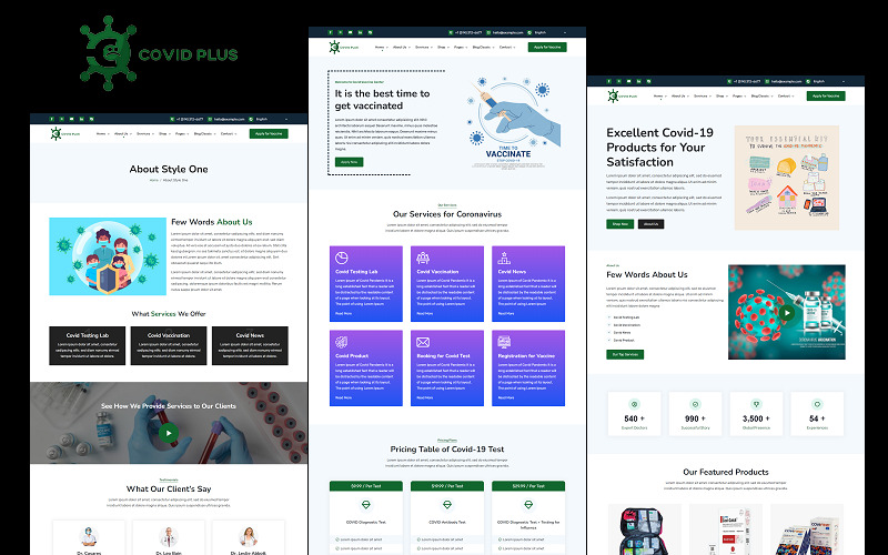 Covid Plus - Coronavirus, Hospital, Clinic, Lab and Medical Store HTML Website Template - Features Image 1