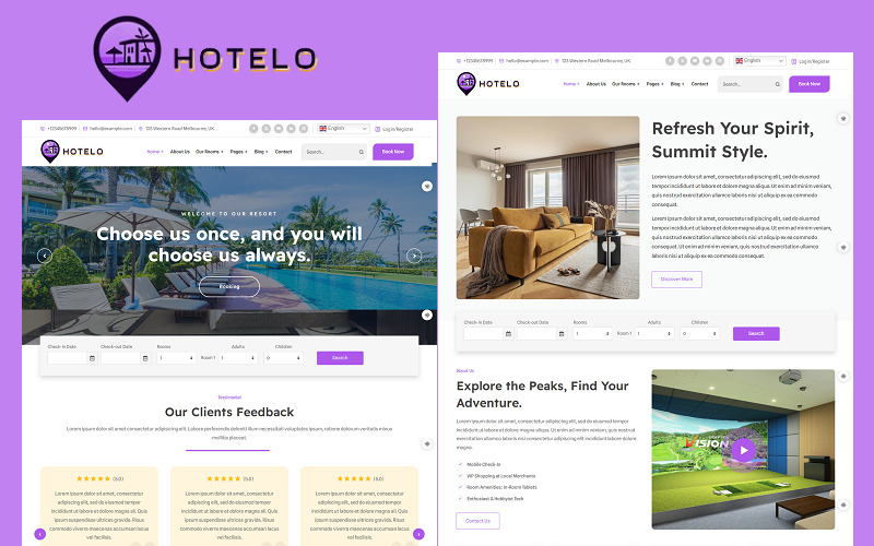 Hotelo - Hotel, Resort, Motel Booking Responsive Elementor WordPress Theme - Features Image 1
